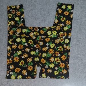 LuLaRoe Kids Leggings - Black with Yellow and White Floral